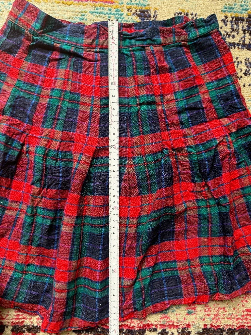 Vintage Marnie West Plaid Mini Skirt - Red Tartan - Ruffle Hem, Size XS/S - Picture 3 of 4